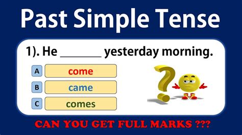 Past Simple Tense English Grammar Quiz 📝 English Test Youtube