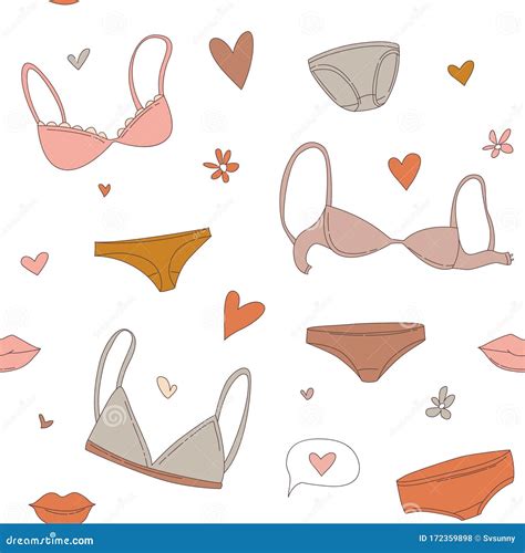 Women S Underwear Lingerie Bras And Panties Seamless Pattern Background