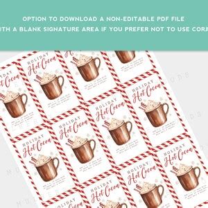 Holiday Hot Cocoa Gift Tag Printable Christmas Hot Chocolate Mix Instructions Tag All Text