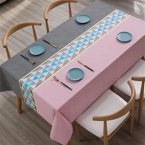 Nappe De Table Rectangulaire De Style Nordique Bleu G Om Trique