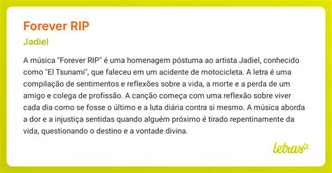 Significado Da Música Forever Rip Jadiel Letrasmusbr