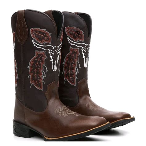 Bota Botina Texana Masculina Country Em Couro Boi Bordado Shopee Brasil