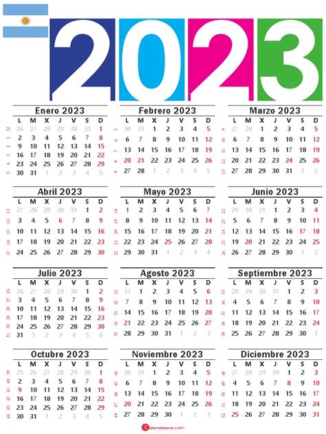 Calendario Argentina 2023 Con Festivos Pdf