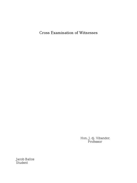 Examination of Witness | Cross Examination | Legal Procedure