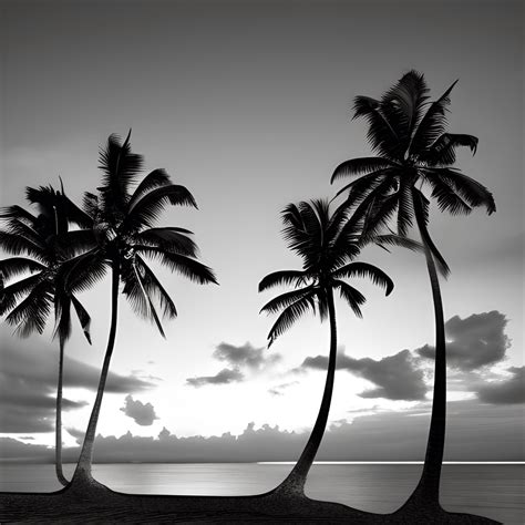 Afternoon Twilight Over A Tropical Island Black And White Photograph