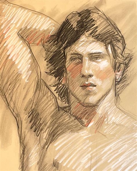 Mark Beard MB 085A Contemporary Life Drawing Of Nude Male By Mark