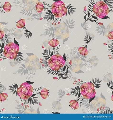 Vintage Flower Seamless Pattern With Metallic Color Ground Digital