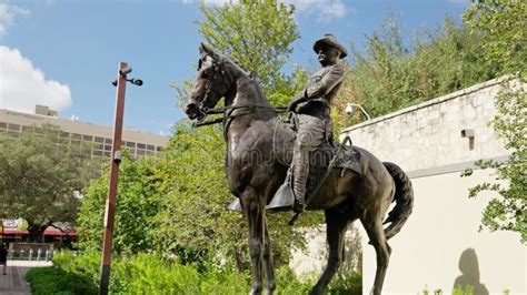 Memorial Statue Of President Teddy Roosevelt At The Alamo In San