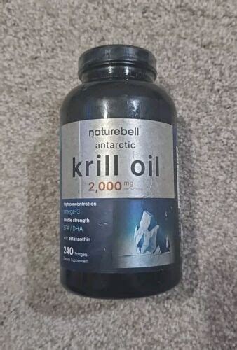 Naturebell Antarctic Krill Oil 2000mg Supplement OMEGA 3 240 Caps Exp