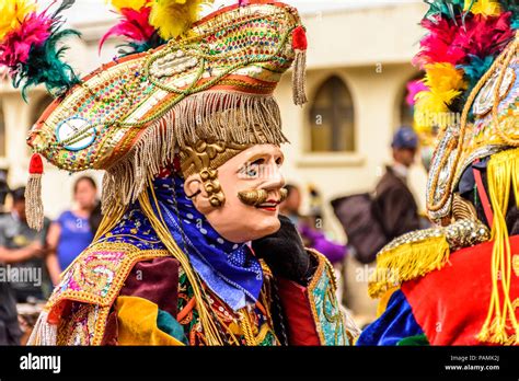 Parramos Guatemala December Traditional Folk Dancers In