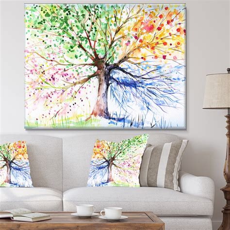 Designart Four Seasons Tree - Floral Art Canvas Print