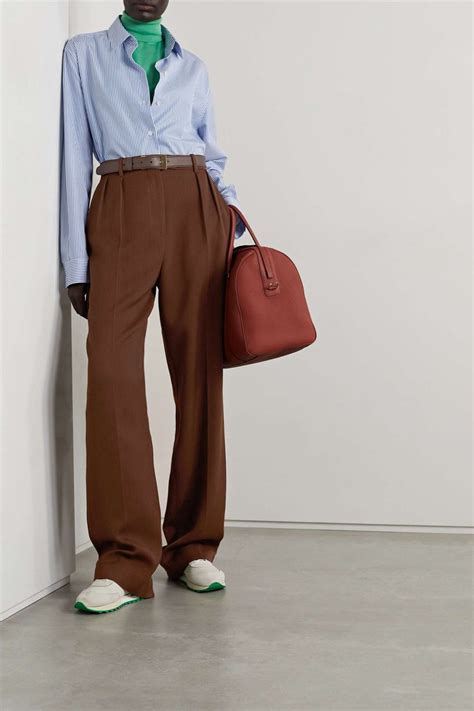 The Row Randa Pleated Wool And Cotton Blend Straight Leg Pants