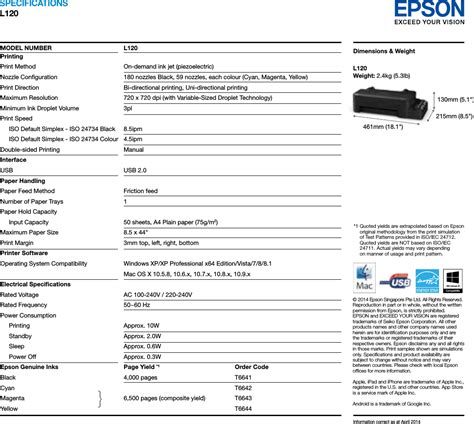 Epson L120 Brochure ManualsLib Makes It Easy To Find Manuals Online!