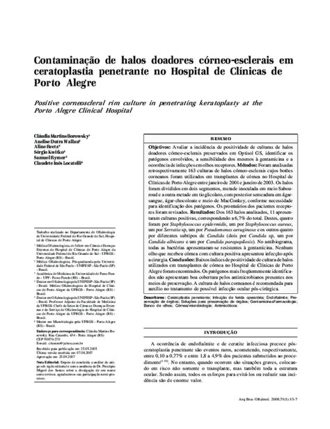 Pdf [positive Corneoscleral Rim Culture In Penetrating Keratoplasty