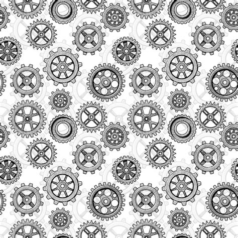 Premium Vector | Retro sketch mechanical gears seamless pattern.