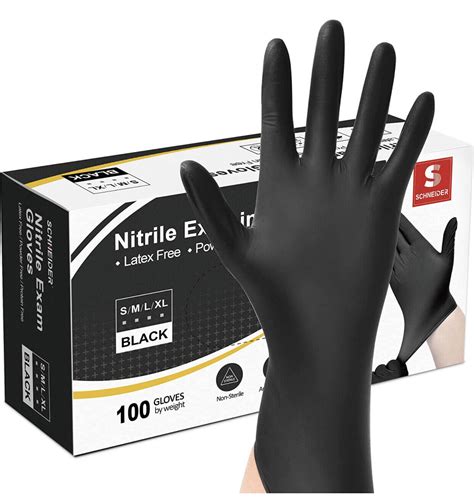 Schneider Black Nitrile Disposable Gloves 5 Mil Latex And Powder Free