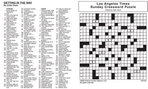 La Times Crossword Puzzle Solutions