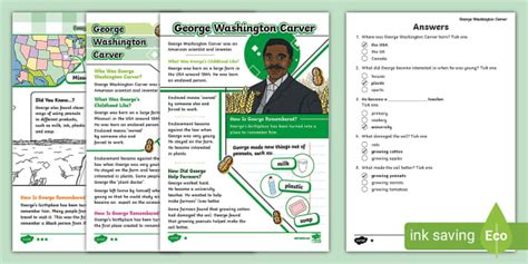 Ks George Washington Carver Reading Comprehension Twinkl