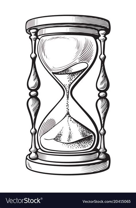 Hourglass Black And White Hand Drawn Sketch Vector Illustration