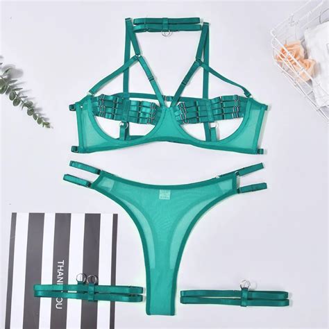 Sexy Lingerie Set Naakte Vrouwen Zonder Censuur 5 Koppig Sexy Kostuum Holle Ondergoed