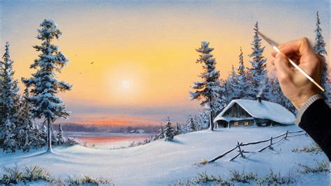 Acrylic Landscape Painting Winter Sunset Easy Art Drawing