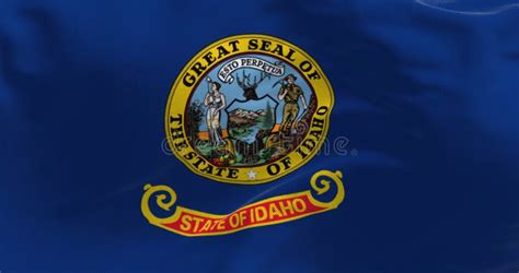 Close Up View Of The Idaho State Flag Waving Stock Photo Image Of