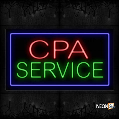 Cpa Service With Blue Border Neon Sign