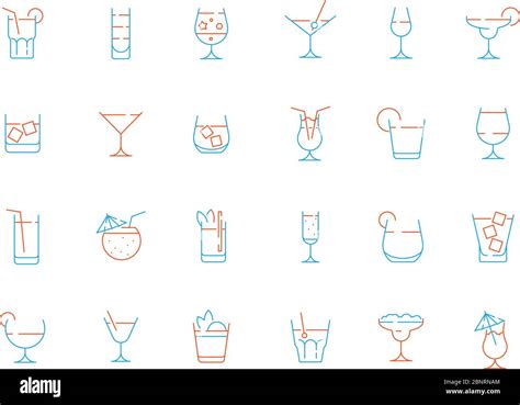 Alcohol Drink Glass Icons Martini Shaking Champagne Margarita Lime