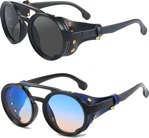 Keithion Steampunk Gafas De Sol Redondas Vintage Para Hombres Y Mujeres