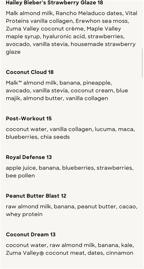 erewhon smoothie menu - smoothie inspiration in 2023 | Healthy snacks ...