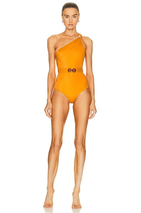 Johanna Ortiz Native Canoe One Piece Swimsuit In Monk Orange Fwrd