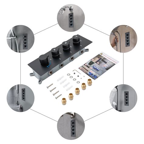 Hot Cold Indicator 3 Way Shower Diverter Valve For Three Function Shower Kits Black Walmart