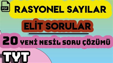 Rasyonel Sayilar El T Sorular Yen Nes L Soru Z M Pdf