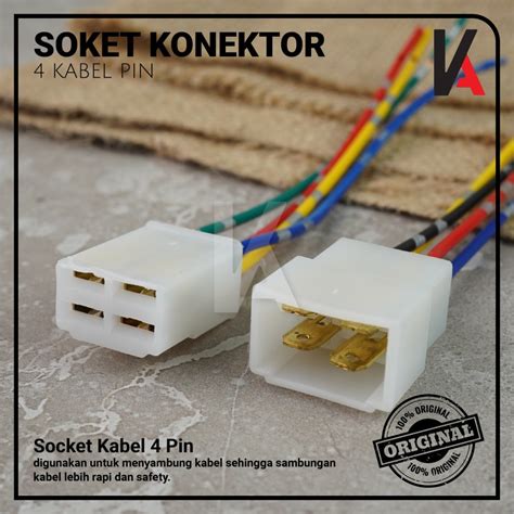 Jual Soket Konektor Kabel 4 Pin Besar Socket Sambung Mobil Motor