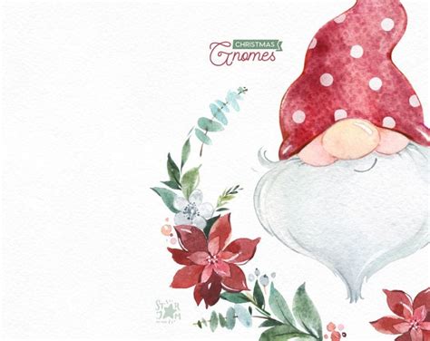 Gnomes De No L Aquarelle Clipart Nordique Scandinave Fleurs Hiver