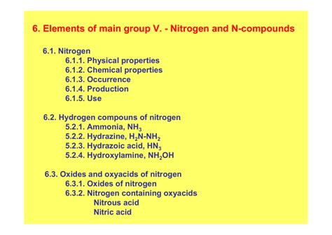 Elements Of Main Group V Nitrogen And N