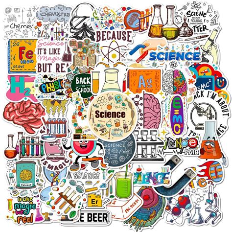 50PCS Laboratory Science Stickers, Funny Science Experiment Sticker ...