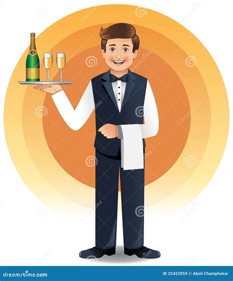 Restaurant Waiter Serving Clipart