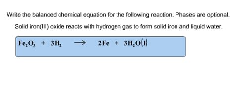 Solved Write the balanced chemical equation for the | Chegg.com