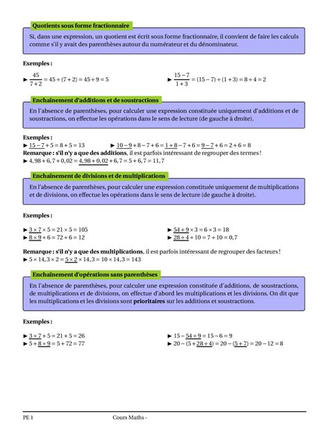 Enchaînements d opérations 5ème exercices corrigés Dyrassa