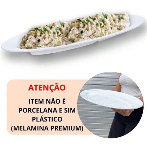 Kit Travessa Oval Cm Pratos Melamina Para Buffet Sushi