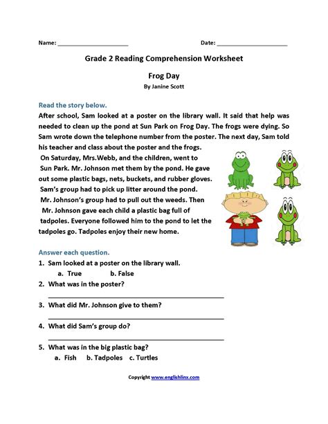 Reading Comprehension And Questions Worksheets