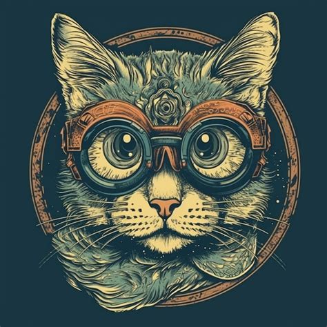 Premium AI Image A Close Up Of A Cat Wearing Glasses And A Tie