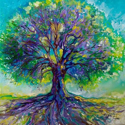 Art Purple Heart Tree Of Life By Marcia Baldwin From Abstracts