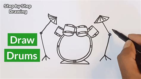 How To Draw Drums Very Easy Step By Step YouTube