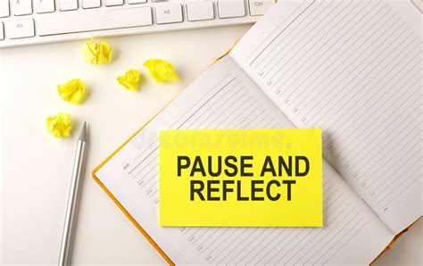 Pause And Reflect Text On Sticker On The Diary With Keyboard And Pencil