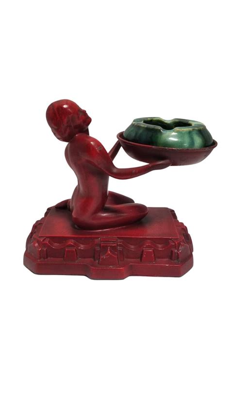 Rare Red Enamel Nuart Nude Female Ashtray W Mccoy Ashtray For Sale At