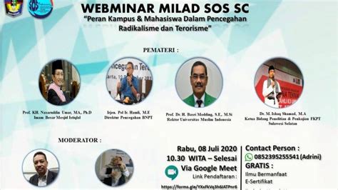 Spesial Milad SOS SC UMI Akan Gelar Webinar Hadirkan Imam Besar Masjid