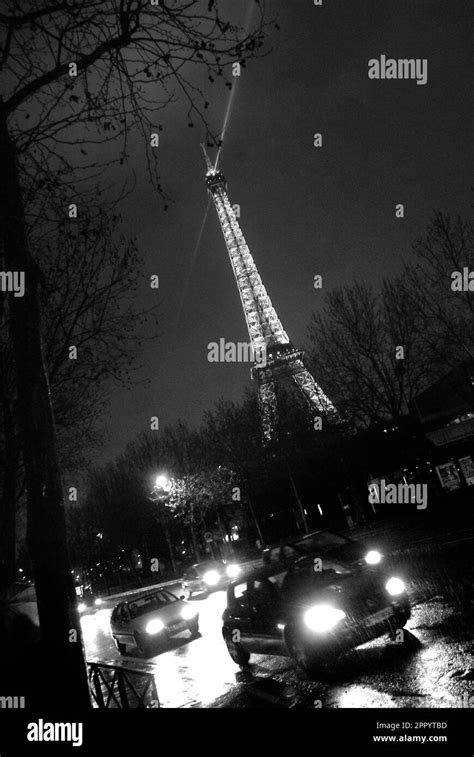 Eiffel Tower at night, Paris Stock Photo - Alamy