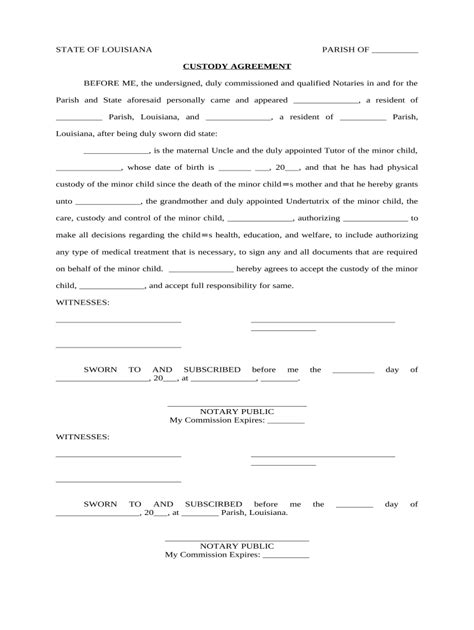 Custody Agreement Sample Doc Template Pdffiller